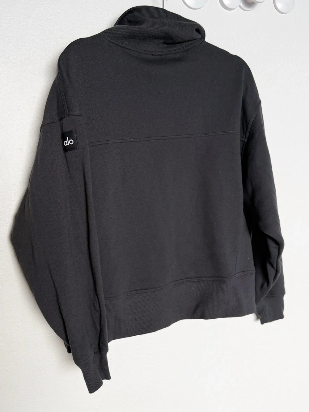 Alo Hazy Mock Neck Pullover Anthracite Oversized Sweatshirt Charcoal Gray